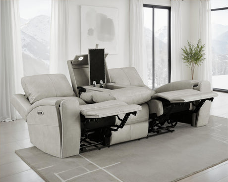 Brickston Triple Power Reclining Sofa, Loveseat & Swivel Glider Recliner - Power Reclining Sofa