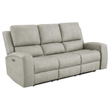 Brickston Triple Power Reclining Sofa, Loveseat & Swivel Glider Recliner - Zero Gravity Grey Leatherette – view 9