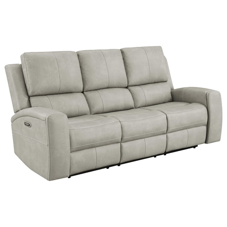 Brickston Triple Power Reclining Sofa, Loveseat & Swivel Glider Recliner - Zero Gravity Grey Leatherette – view 9