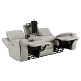 Brickston Triple Power Reclining Sofa, Loveseat & Swivel Glider Recliner - Zero Gravity Grey Leatherette – view 10