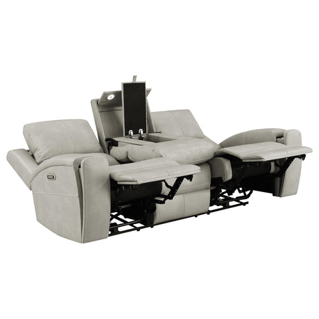 Brickston Triple Power Reclining Sofa, Loveseat & Swivel Glider Recliner - Zero Gravity Grey Leatherette – view 10