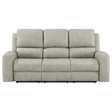 Brickston Triple Power Reclining Sofa, Loveseat & Swivel Glider Recliner - Zero Gravity Grey Leatherette – view 11