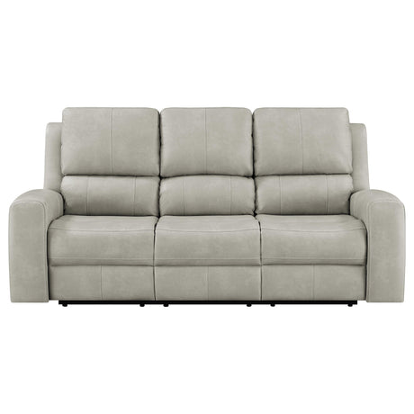Brickston Triple Power Reclining Sofa, Loveseat & Swivel Glider Recliner - Zero Gravity Grey Leatherette – view 11