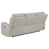 Brickston Triple Power Reclining Sofa, Loveseat & Swivel Glider Recliner - Zero Gravity Grey Leatherette – view 12
