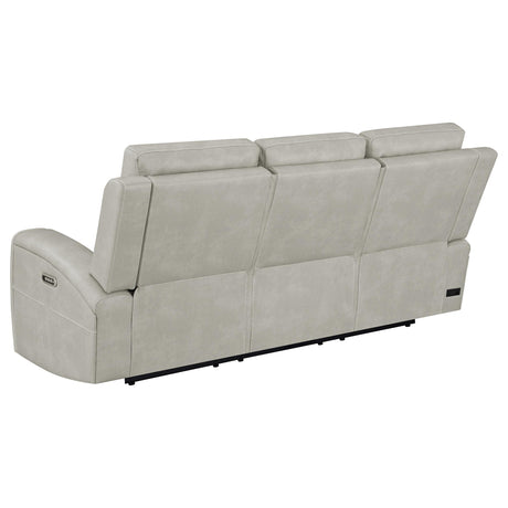 Brickston Triple Power Reclining Sofa, Loveseat & Swivel Glider Recliner - Zero Gravity Grey Leatherette – view 12