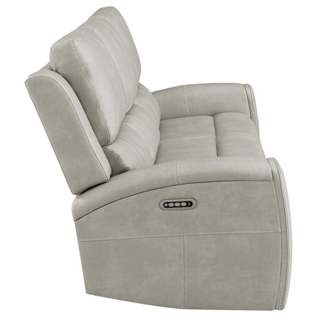 Brickston Triple Power Reclining Sofa, Loveseat & Swivel Glider Recliner - Zero Gravity Grey Leatherette – view 13