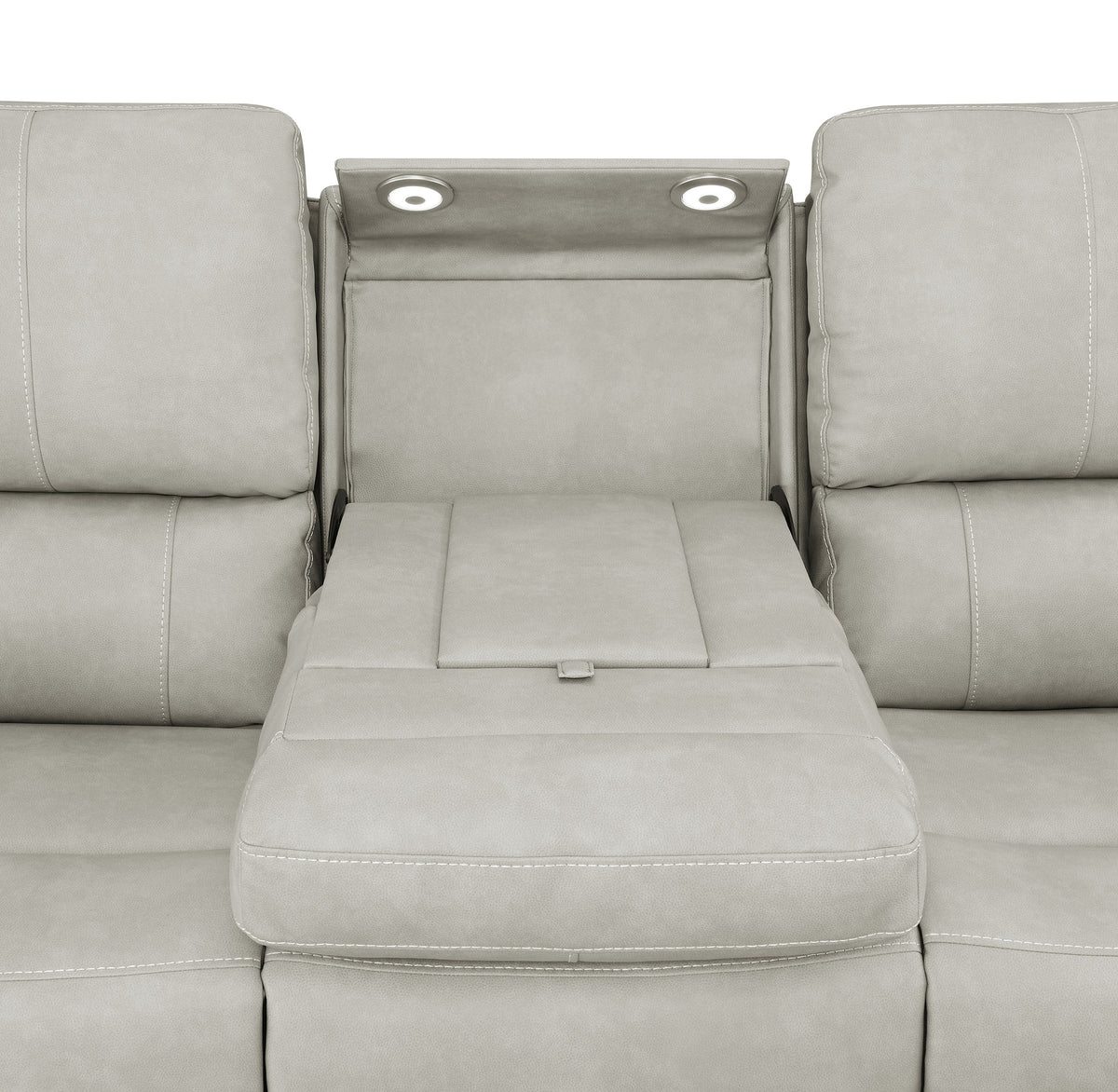 Brickston Triple Power Reclining Sofa, Loveseat & Swivel Glider Recliner - Zero Gravity Grey Leatherette – view 14