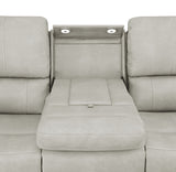 Brickston Triple Power Reclining Sofa, Loveseat & Swivel Glider Recliner - Zero Gravity Grey Leatherette – view 14