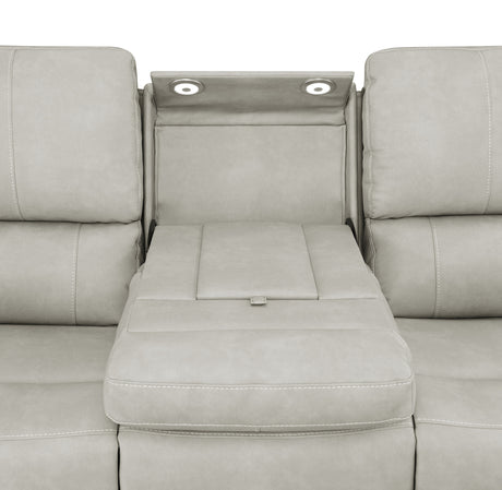 Brickston Triple Power Reclining Sofa, Loveseat & Swivel Glider Recliner - Zero Gravity Grey Leatherette – view 14