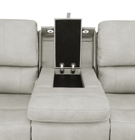 Brickston Triple Power Reclining Sofa, Loveseat & Swivel Glider Recliner - Zero Gravity Grey Leatherette – view 15