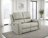 Brickston Triple Power Reclining Sofa, Loveseat & Swivel Glider Recliner - Zero Gravity Grey Leatherette – view 2