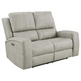 Brickston Triple Power Reclining Sofa, Loveseat & Swivel Glider Recliner - Power Reclining Loveseat