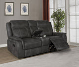 Lawrence Wall-Hugger Reclining Sofa, Console Loveseat & Glider Recliner - Charcoal Microfiber with Gel Memory Foam – view 11
