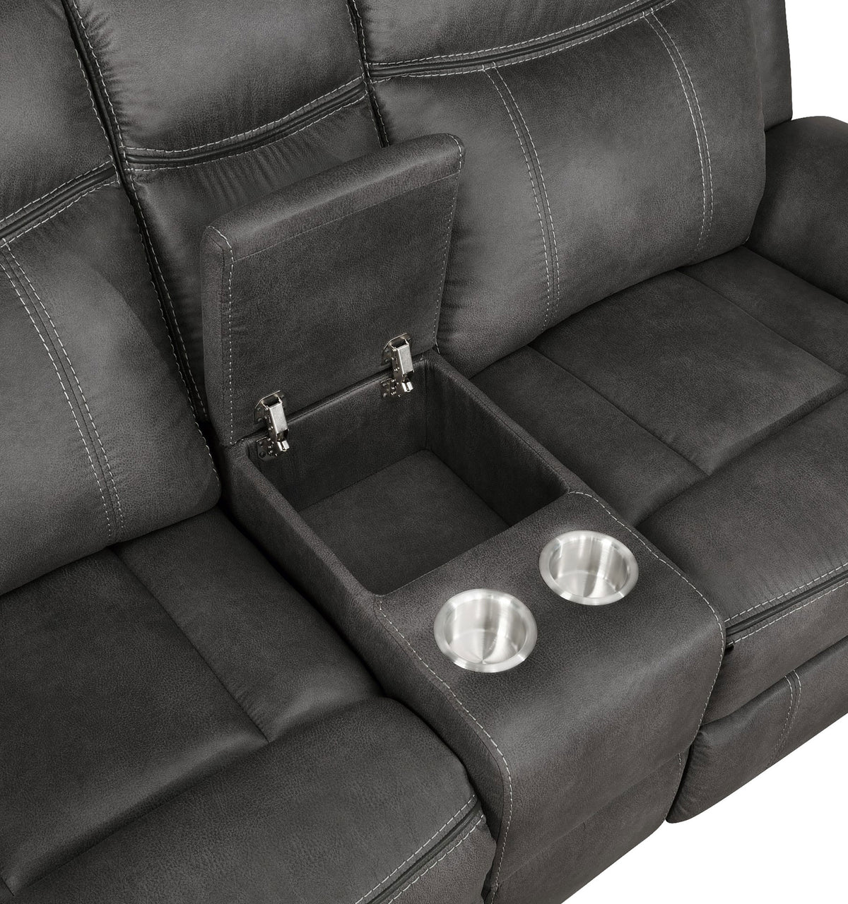Lawrence Wall-Hugger Reclining Sofa, Console Loveseat & Glider Recliner - Charcoal Microfiber with Gel Memory Foam – view 12