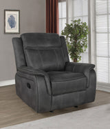 Lawrence Wall-Hugger Reclining Sofa, Console Loveseat & Glider Recliner - Charcoal Microfiber with Gel Memory Foam – view 17