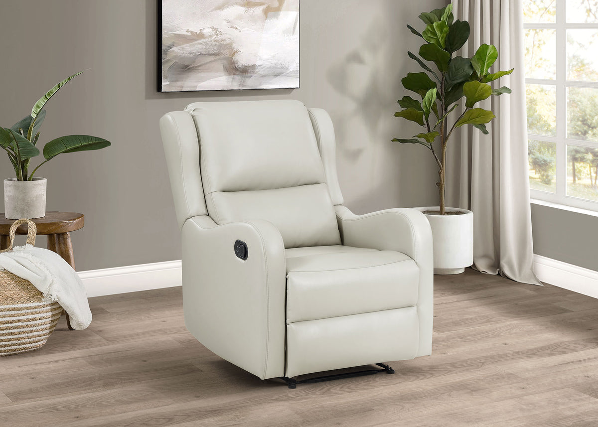 Kelsey English Arm Recliner Chair - Manual Recline in Ivory Faux Leather – view 1