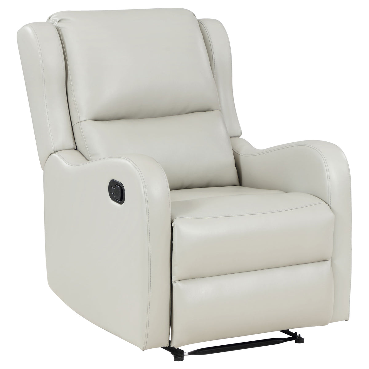 Kelsey English Arm Recliner Chair - Manual Recline in Ivory Faux Leather – view 4