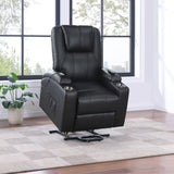 Armstrong Power Lift Recliner with Massage & Heat - Espresso Faux Leather with Cup Holders & Side Pockets – view 4
