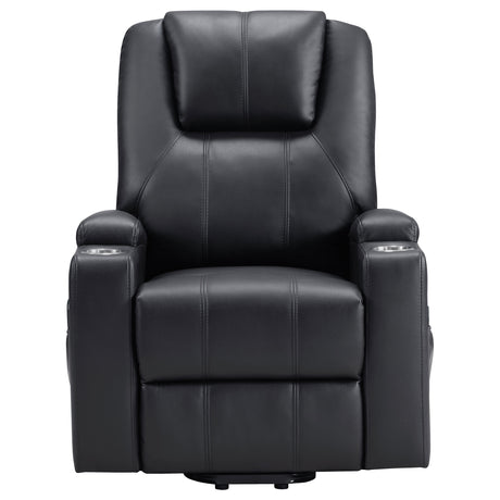 Armstrong Power Lift Recliner with Massage & Heat - Espresso Faux Leather with Cup Holders & Side Pockets – view 7