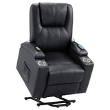 Armstrong Power Lift Recliner with Massage & Heat - Espresso Faux Leather with Cup Holders & Side Pockets – view 8