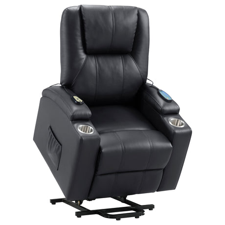 Armstrong Power Lift Recliner with Massage & Heat - Espresso Faux Leather with Cup Holders & Side Pockets – view 8