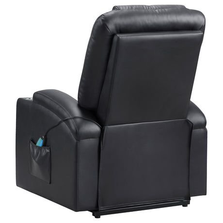 Armstrong Power Lift Recliner with Massage & Heat - Espresso Faux Leather with Cup Holders & Side Pockets – view 9