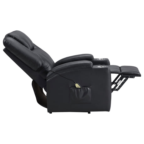 Armstrong Power Lift Recliner with Massage & Heat - Espresso Faux Leather with Cup Holders & Side Pockets – view 10