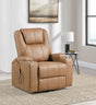 Armstrong Power Lift Recliner with Heat & Massage - Camel Faux Leather with Cup Holders & Side Pockets – view 1