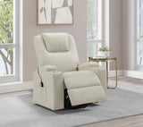 Armstrong Power Lift Recliner with Heat & Massage - Ivory Faux Leather with Cupholders – view 3