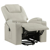 Armstrong Power Lift Recliner with Heat & Massage - Ivory Faux Leather with Cupholders – view 6