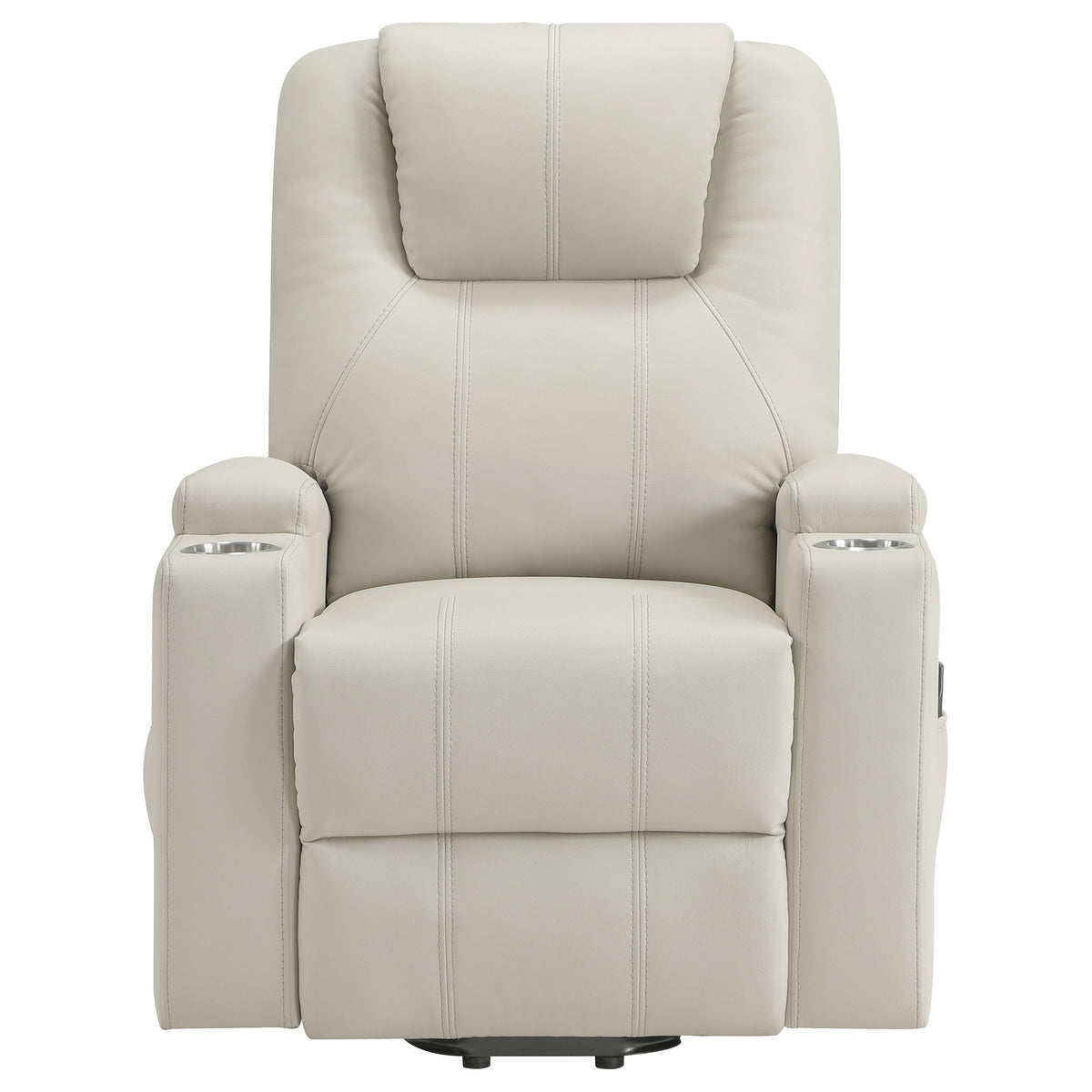 Armstrong Power Lift Recliner with Heat & Massage - Ivory Faux Leather with Cupholders – view 7