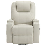 Armstrong Power Lift Recliner with Heat & Massage - Ivory Faux Leather with Cupholders – view 7