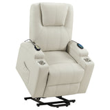 Armstrong Power Lift Recliner with Heat & Massage - Ivory Faux Leather with Cupholders – view 8