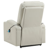 Armstrong Power Lift Recliner with Heat & Massage - Ivory Faux Leather with Cupholders – view 9