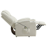 Armstrong Power Lift Recliner with Heat & Massage - Ivory Faux Leather with Cupholders – view 10