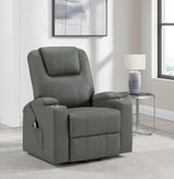 Armstrong Power Lift Recliner with Heat & Massage - Grey Faux Leather with Cup Holders – view 1