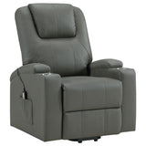 Armstrong Power Lift Recliner with Heat & Massage - Grey Faux Leather with Cup Holders – view 5