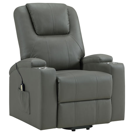 Armstrong Power Lift Recliner with Heat & Massage - Grey Faux Leather with Cup Holders – view 5