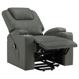 Armstrong Power Lift Recliner with Heat & Massage - Grey Faux Leather with Cup Holders – view 6