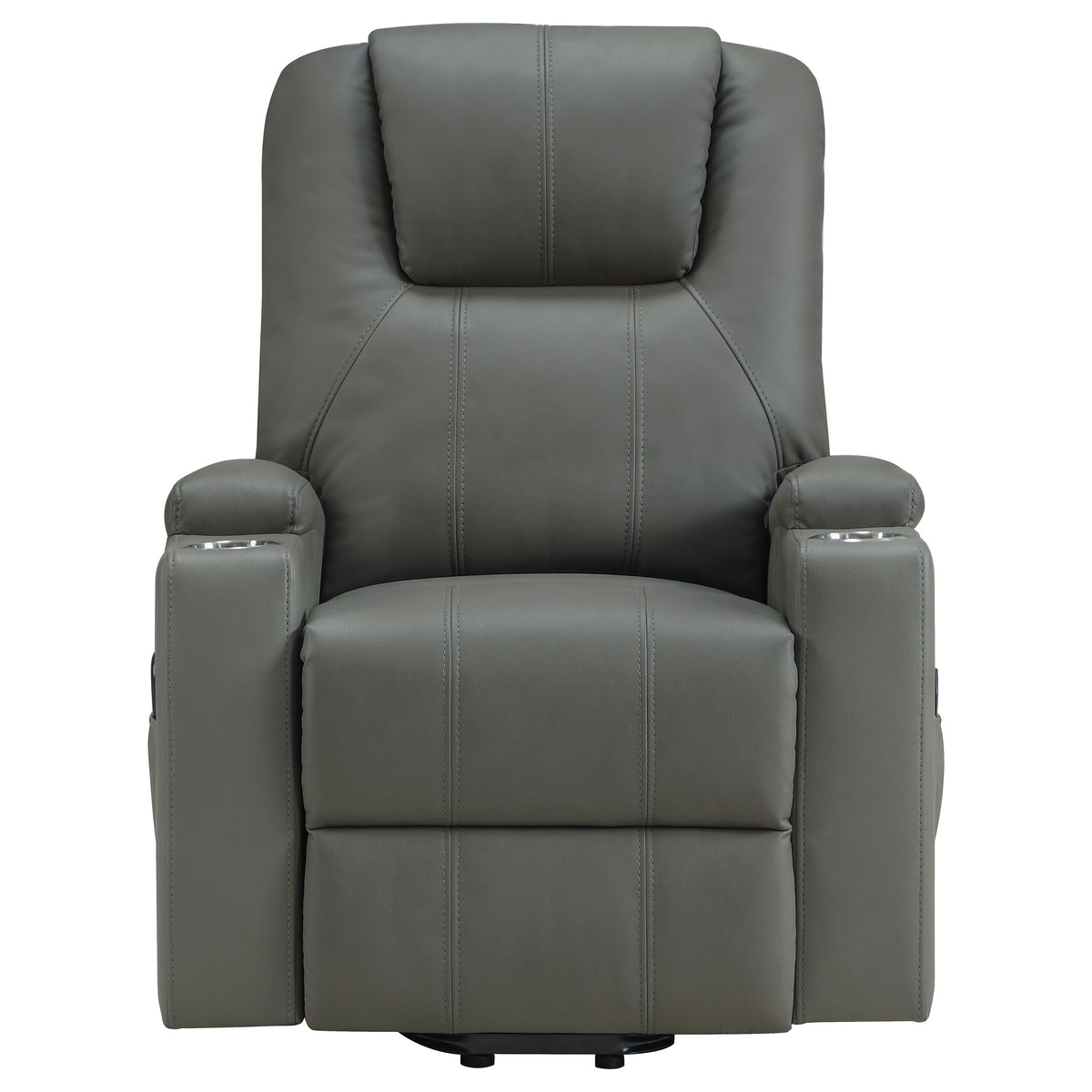 Armstrong Power Lift Recliner with Heat & Massage - Grey Faux Leather with Cup Holders – view 7