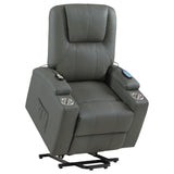 Armstrong Power Lift Recliner with Heat & Massage - Grey Faux Leather with Cup Holders – view 8