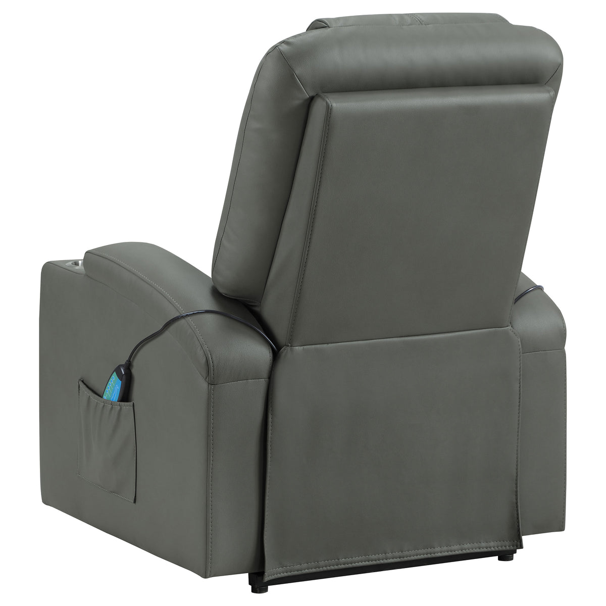 Armstrong Power Lift Recliner with Heat & Massage - Grey Faux Leather with Cup Holders – view 9