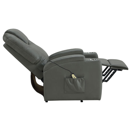 Armstrong Power Lift Recliner with Heat & Massage - Grey Faux Leather with Cup Holders – view 10