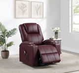 Armstrong Power Lift Recliner with Heat & Massage - Wine Faux Leather with Cup Holders – view 3