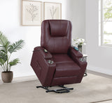 Armstrong Power Lift Recliner with Heat & Massage - Wine Faux Leather with Cup Holders – view 4