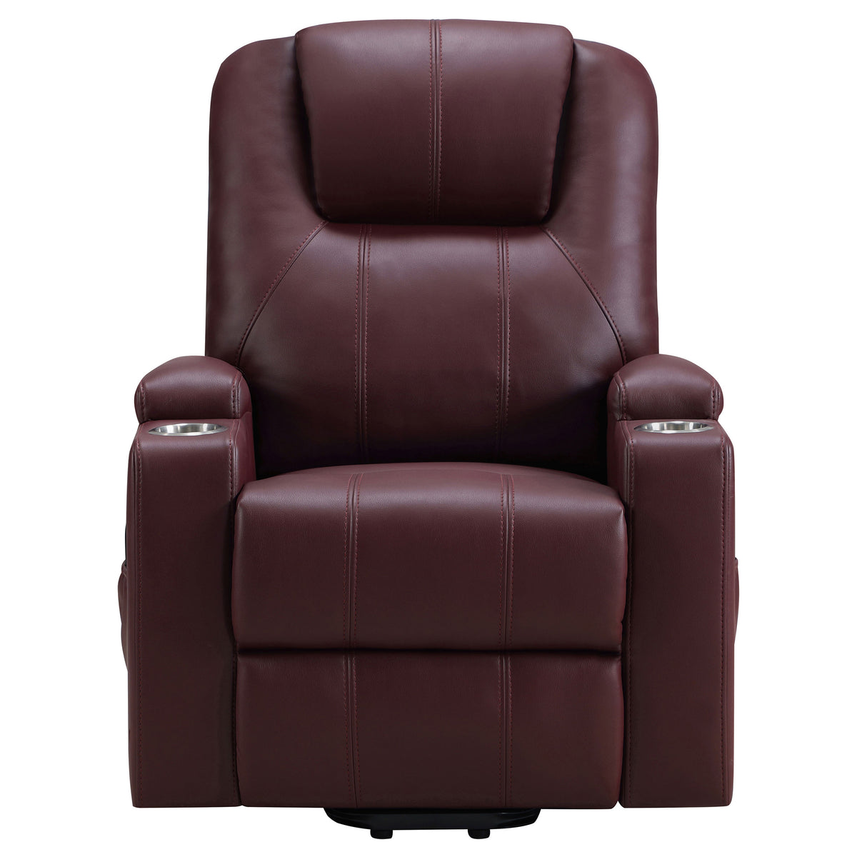 Armstrong Power Lift Recliner with Heat & Massage - Wine Faux Leather with Cup Holders – view 7