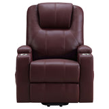 Armstrong Power Lift Recliner with Heat & Massage - Wine Faux Leather with Cup Holders – view 7