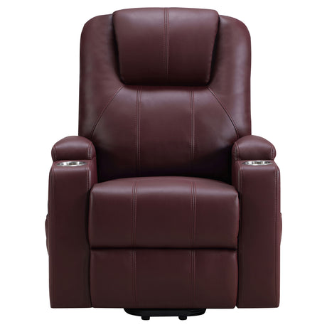 Armstrong Power Lift Recliner with Heat & Massage - Wine Faux Leather with Cup Holders – view 7