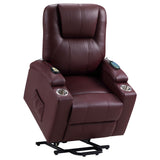 Armstrong Power Lift Recliner with Heat & Massage - Wine Faux Leather with Cup Holders – view 8