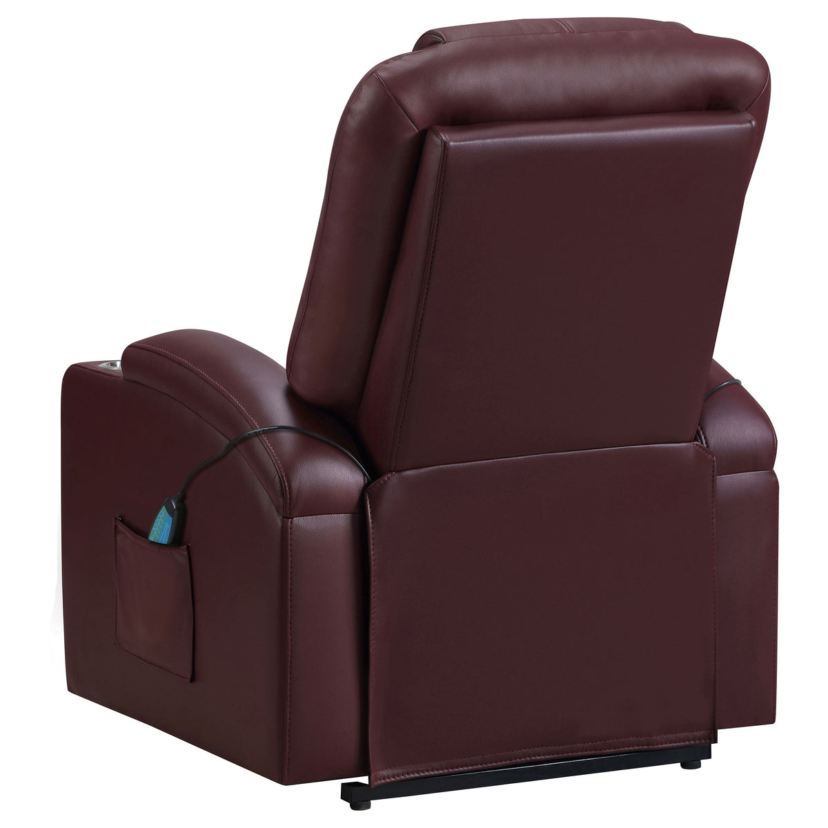Armstrong Power Lift Recliner with Heat & Massage - Wine Faux Leather with Cup Holders – view 9